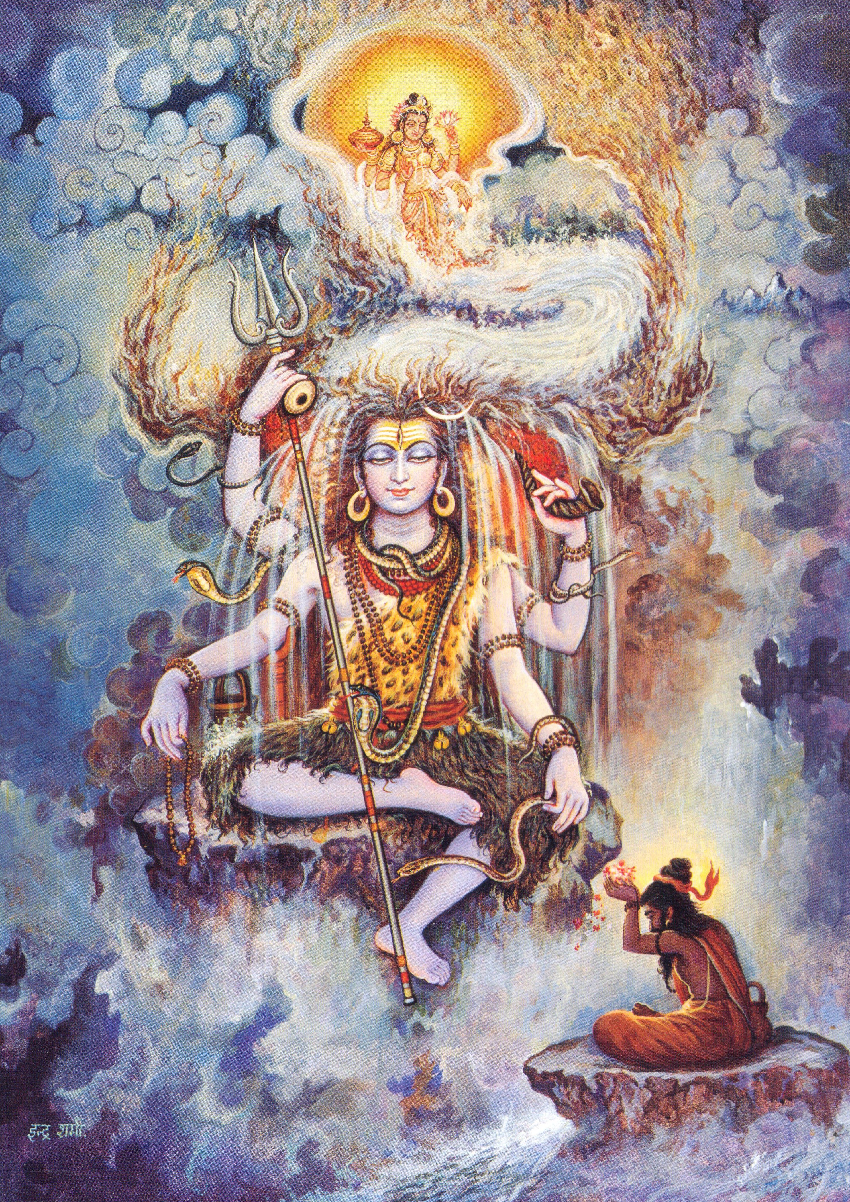 Shiva meditating on a mountain