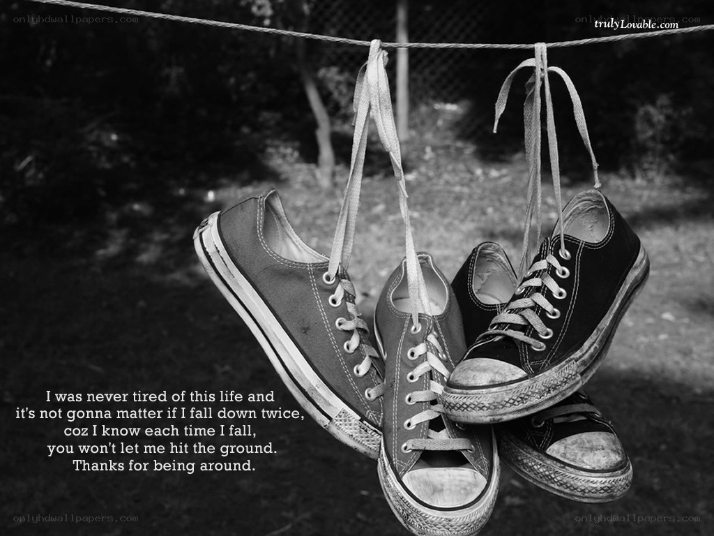 shoes hanging on a line