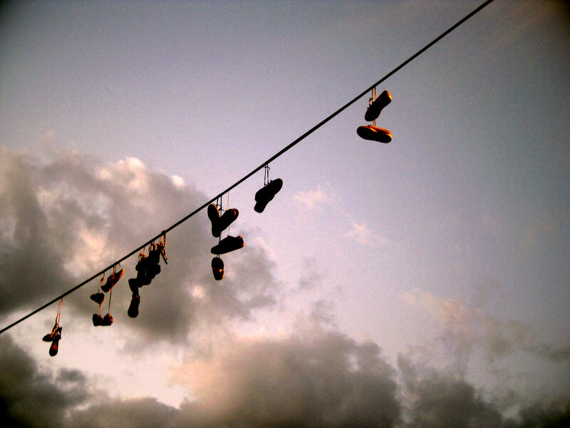Shoes Hanging on Wire