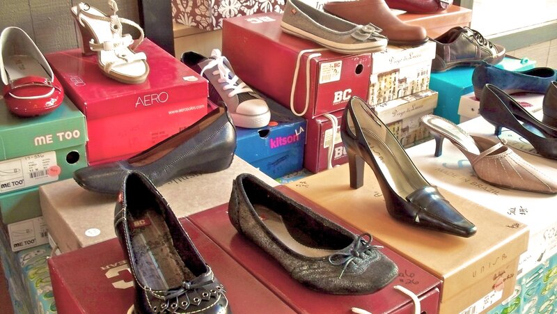 Shoes on display in a store