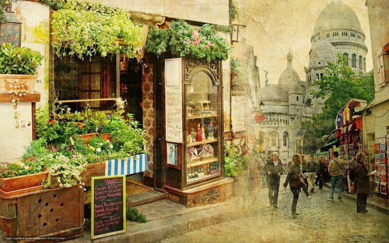 Shopfront in Montmartre — Brown, Lively