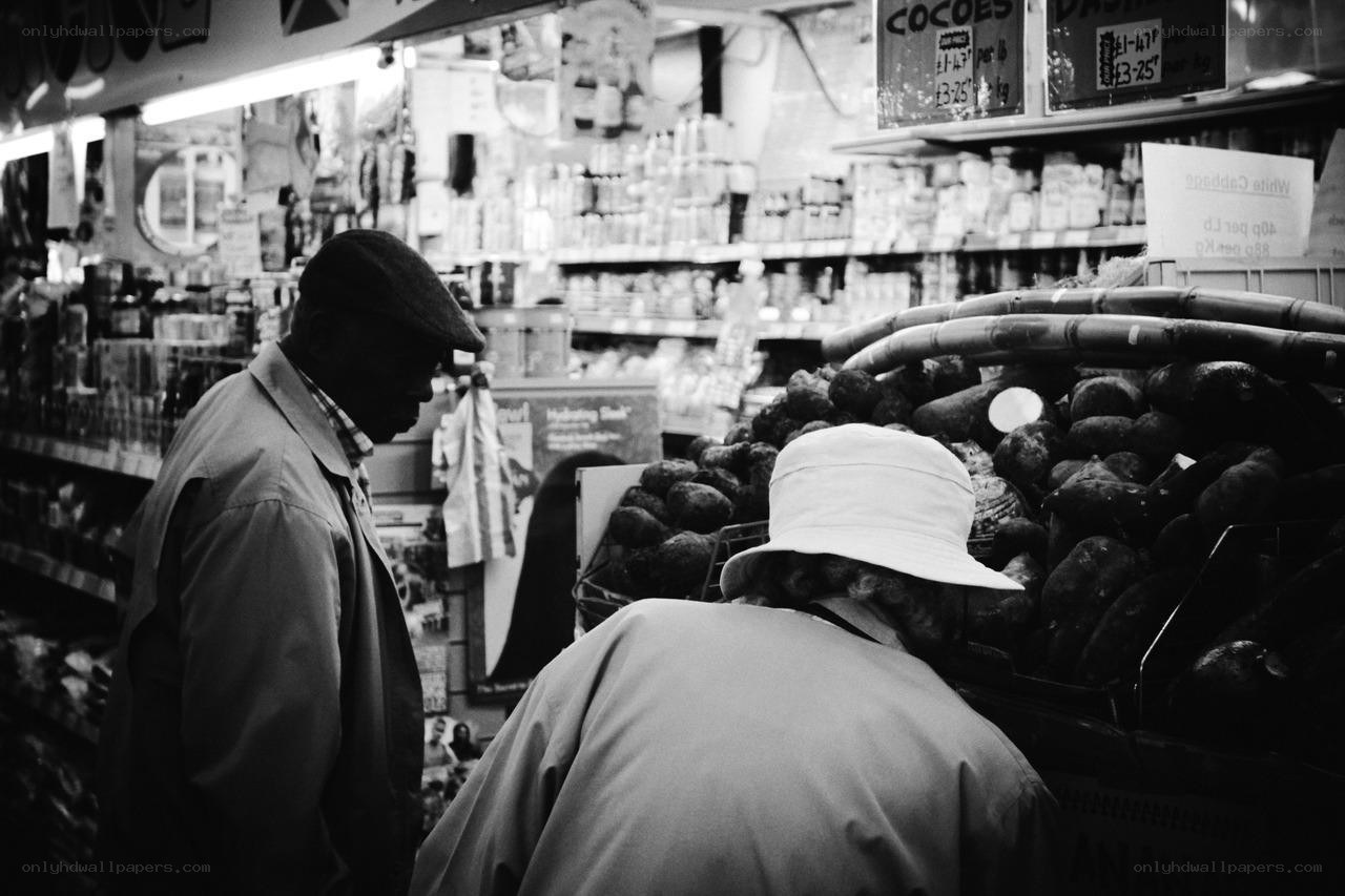 Shoppers in a grocery store