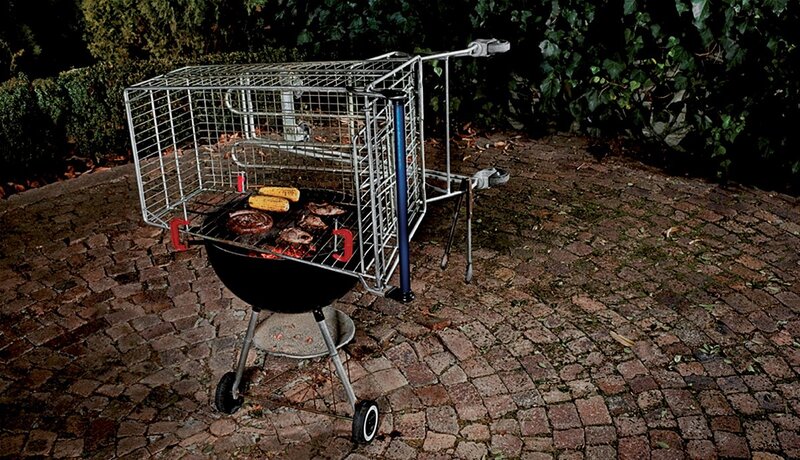 Shopping cart grill modification