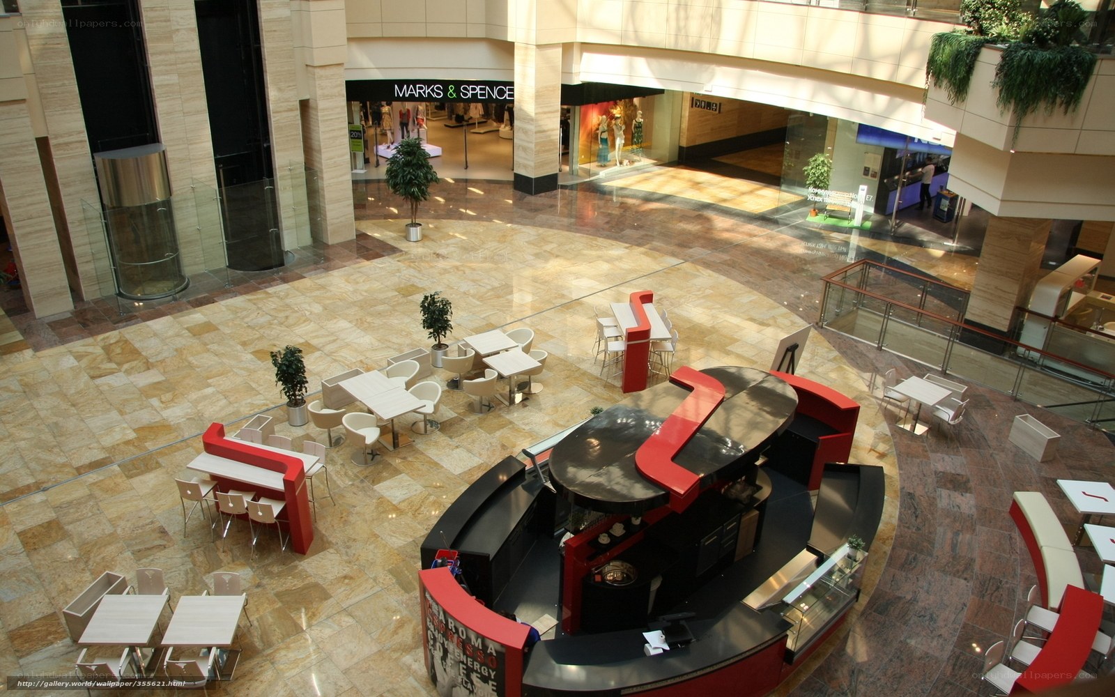 Shopping mall atrium with cafe