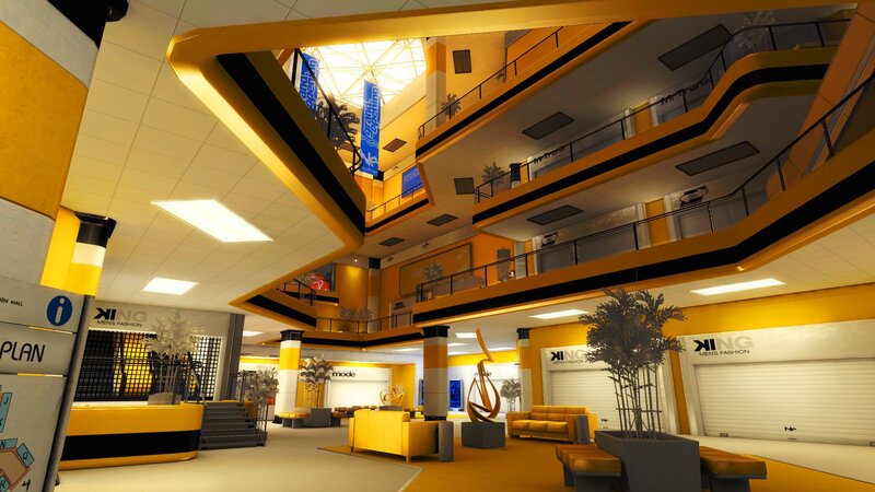 Shopping Mall Interior — Yellow