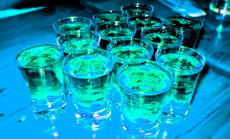 Shot Glasses with Liquid — Blue