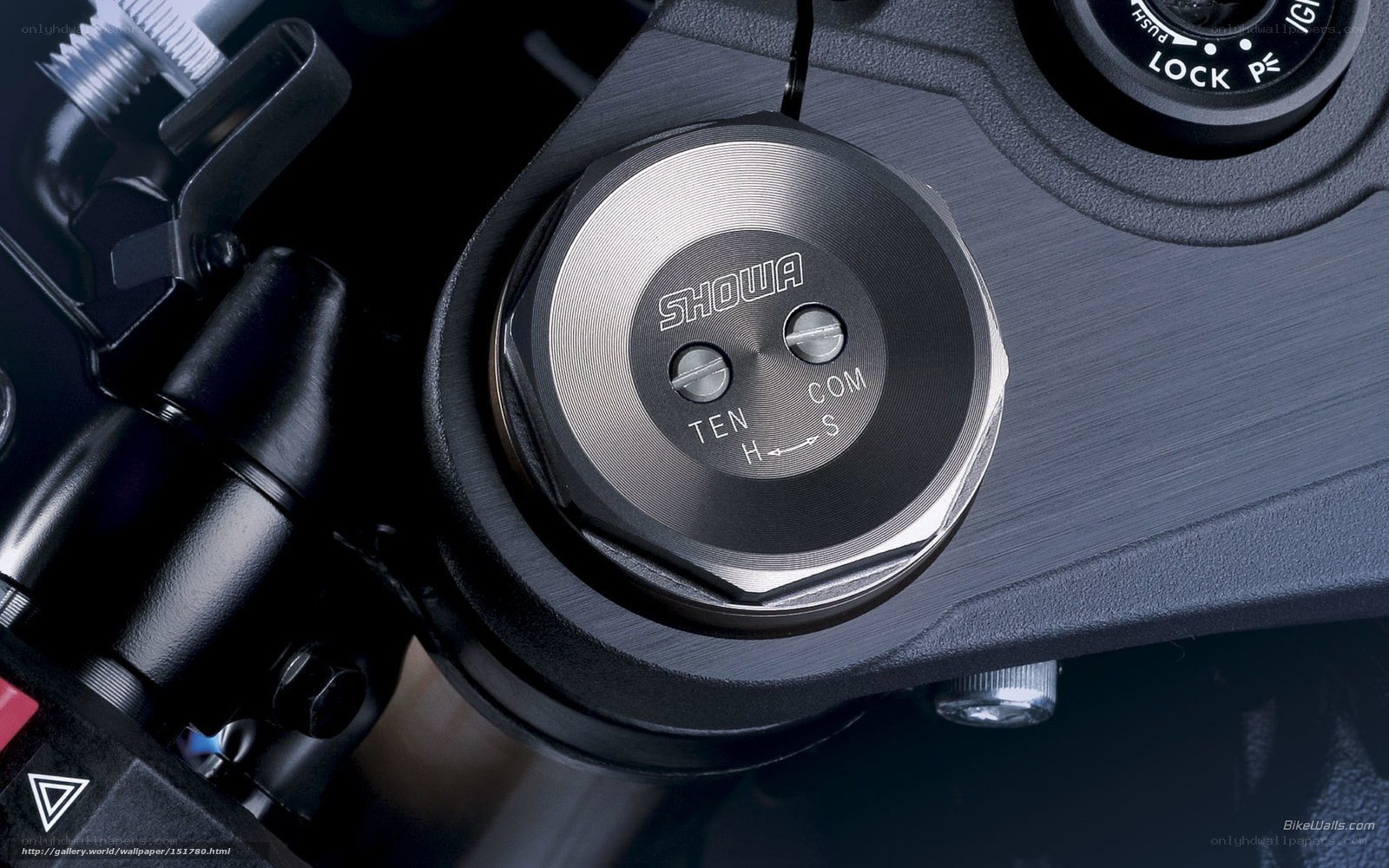 Showa motorcycle component close-up