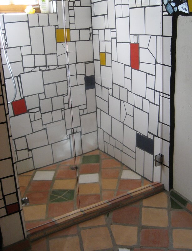 shower with mosaic tiles
