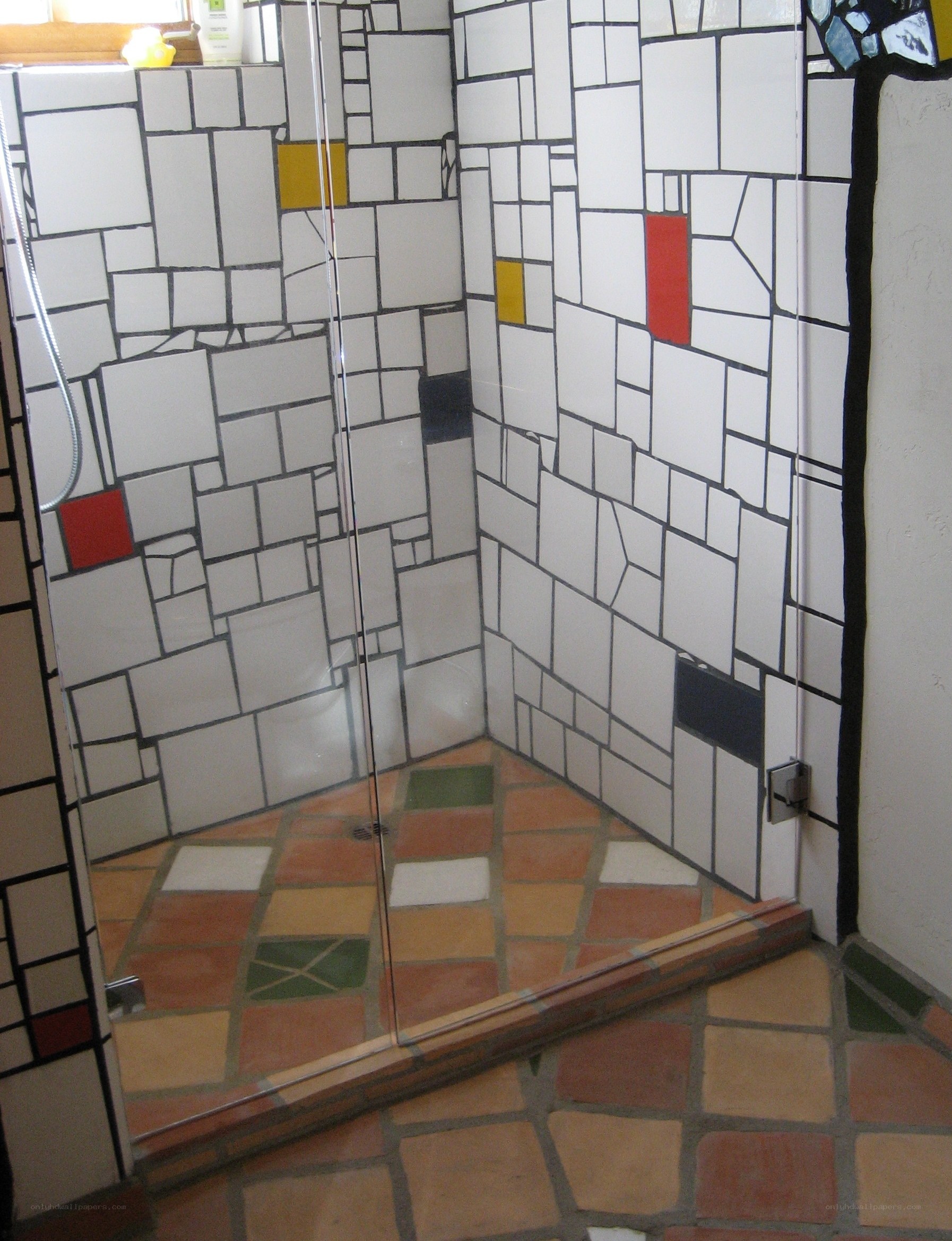 shower with mosaic tiles