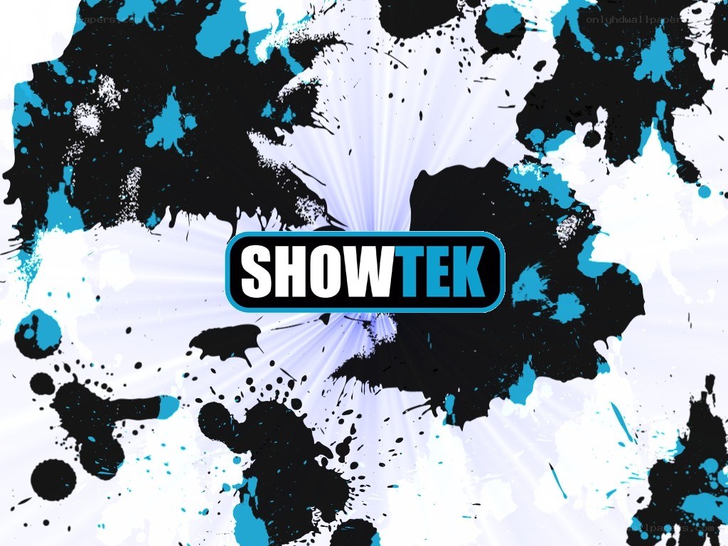Showtek logo with splatter background