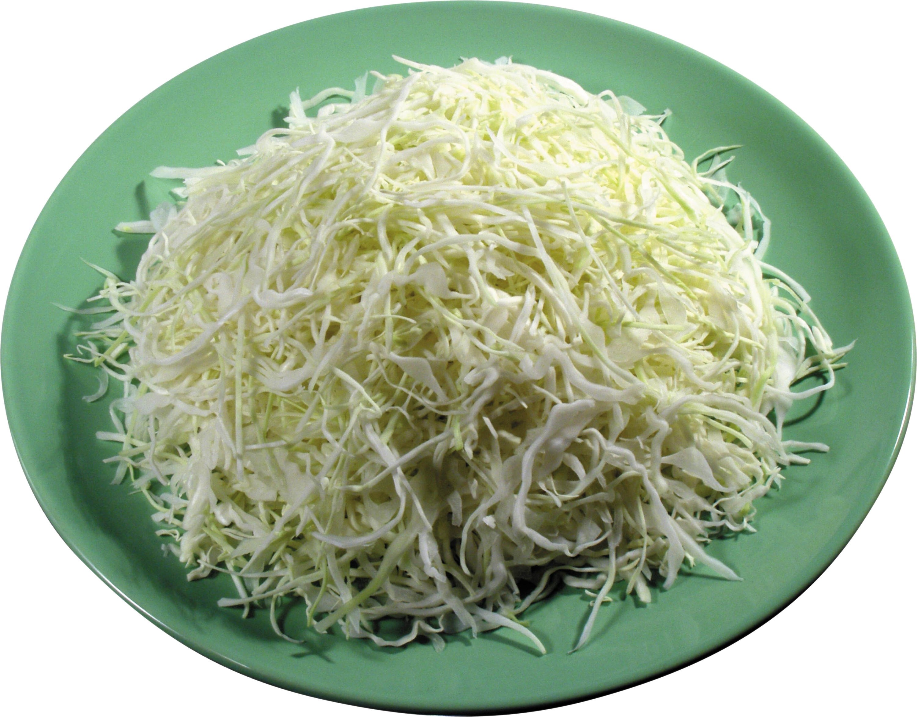 shredded cabbage on green plate