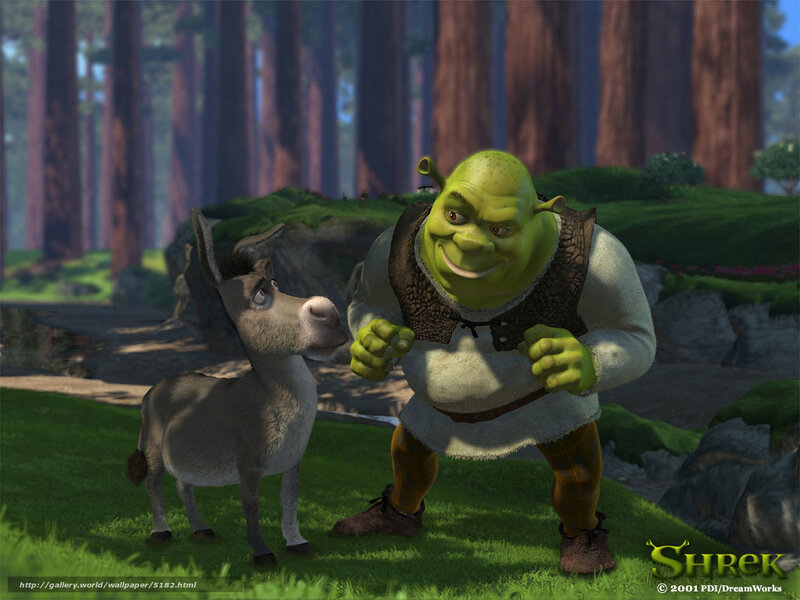Shrek and Donkey in the forest