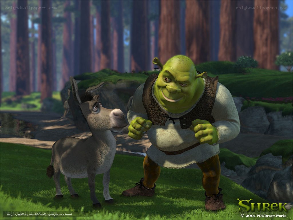Shrek and Donkey in the forest