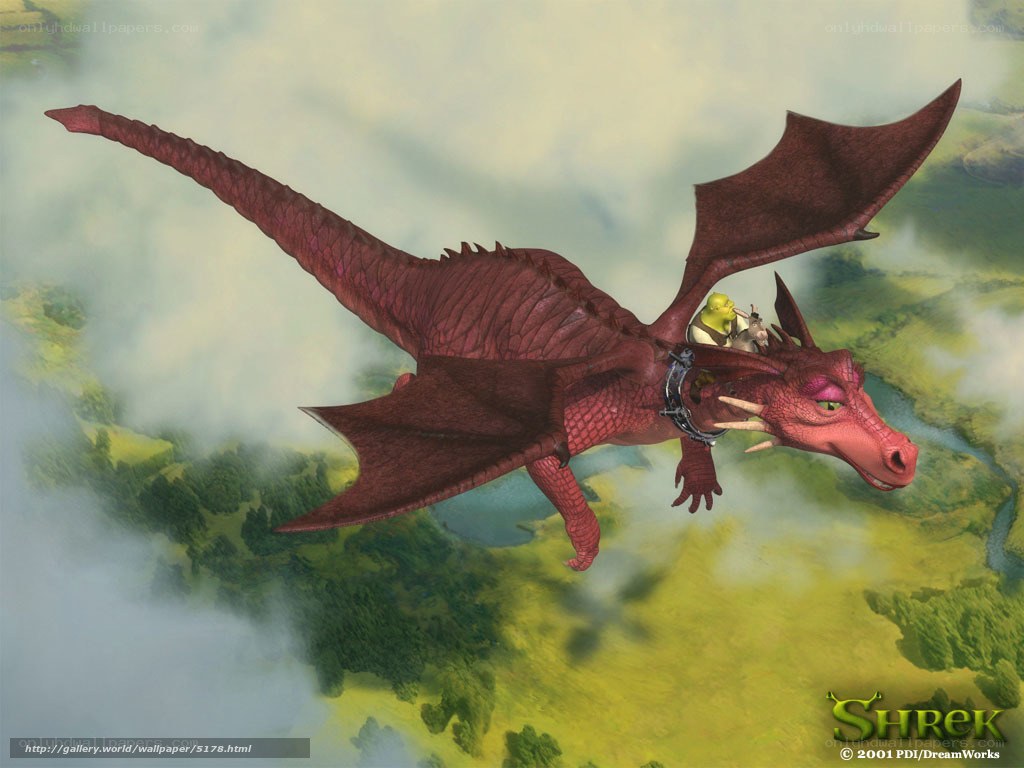 Shrek and Dragon Flying