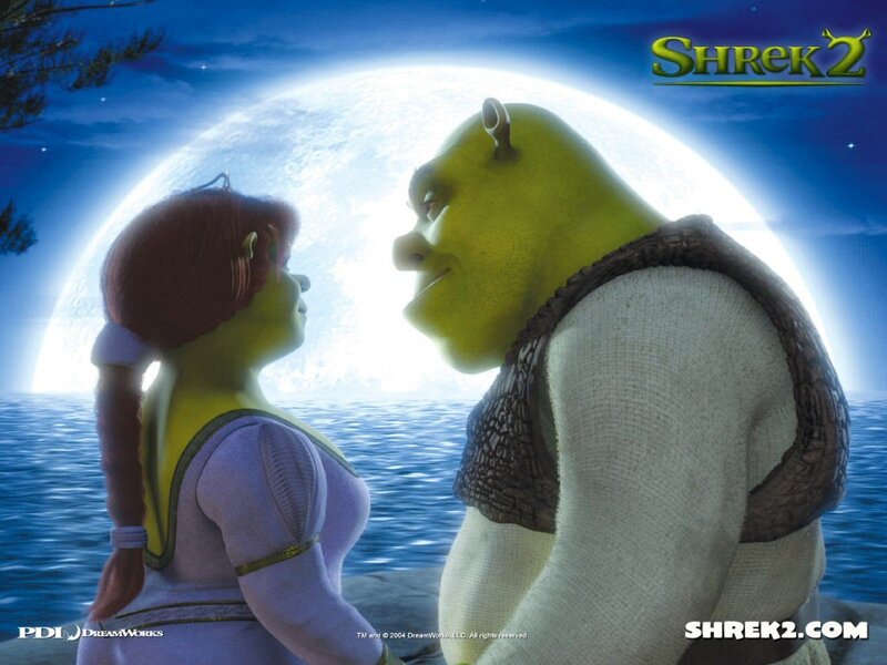 Shrek and Fiona at moonlight