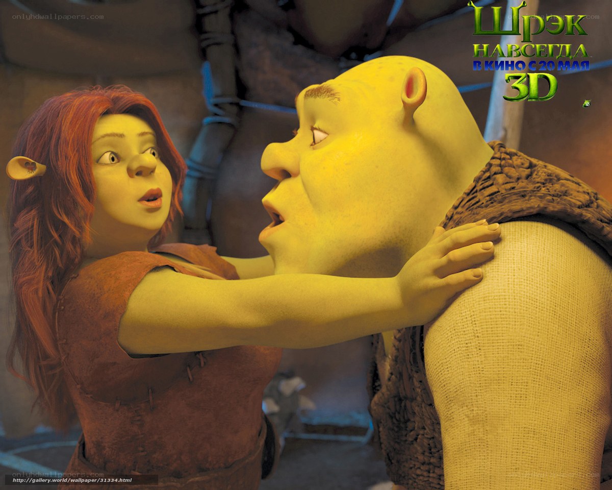 Shrek and Fiona in a tender moment