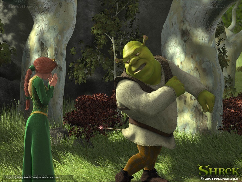 Shrek and Fiona in the forest