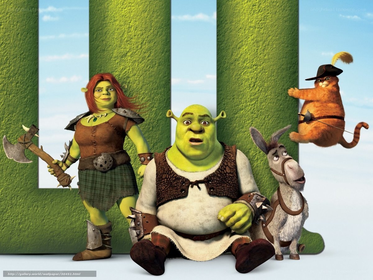Shrek and friends in a maze