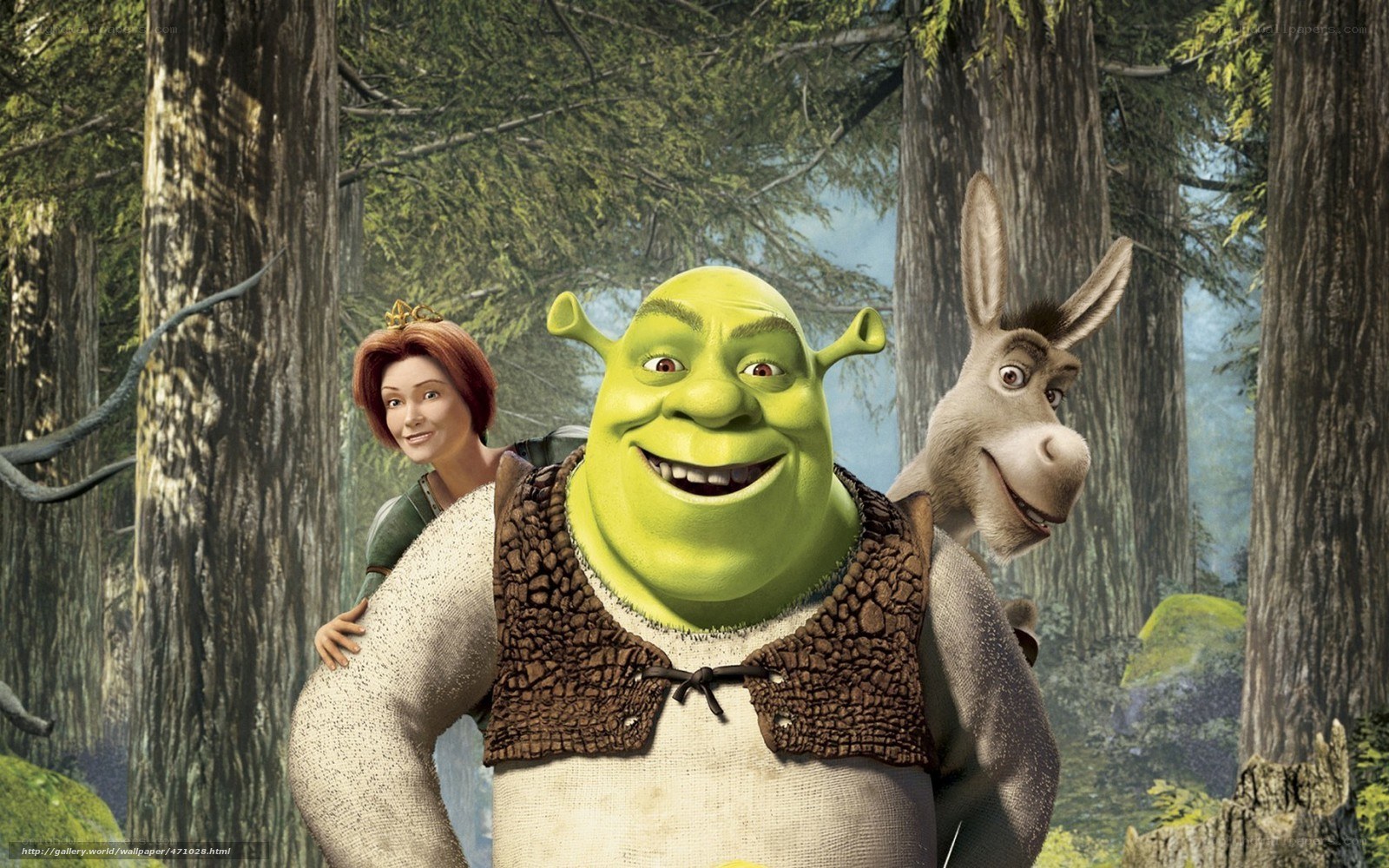 Shrek and friends in the forest