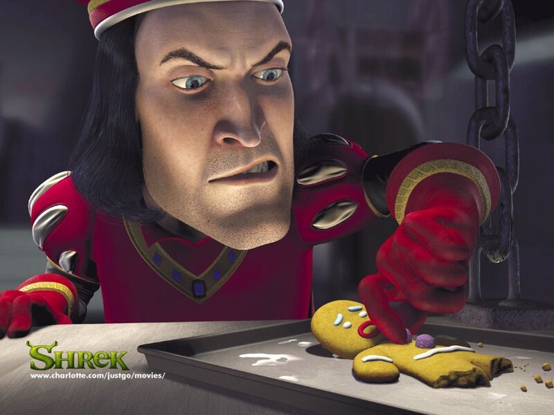 Shrek character with gingerbread man
