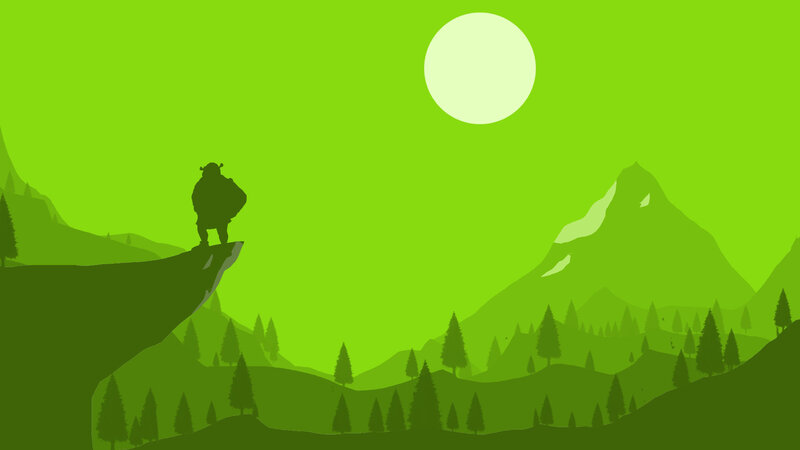 Shrek Silhouette on Cliff