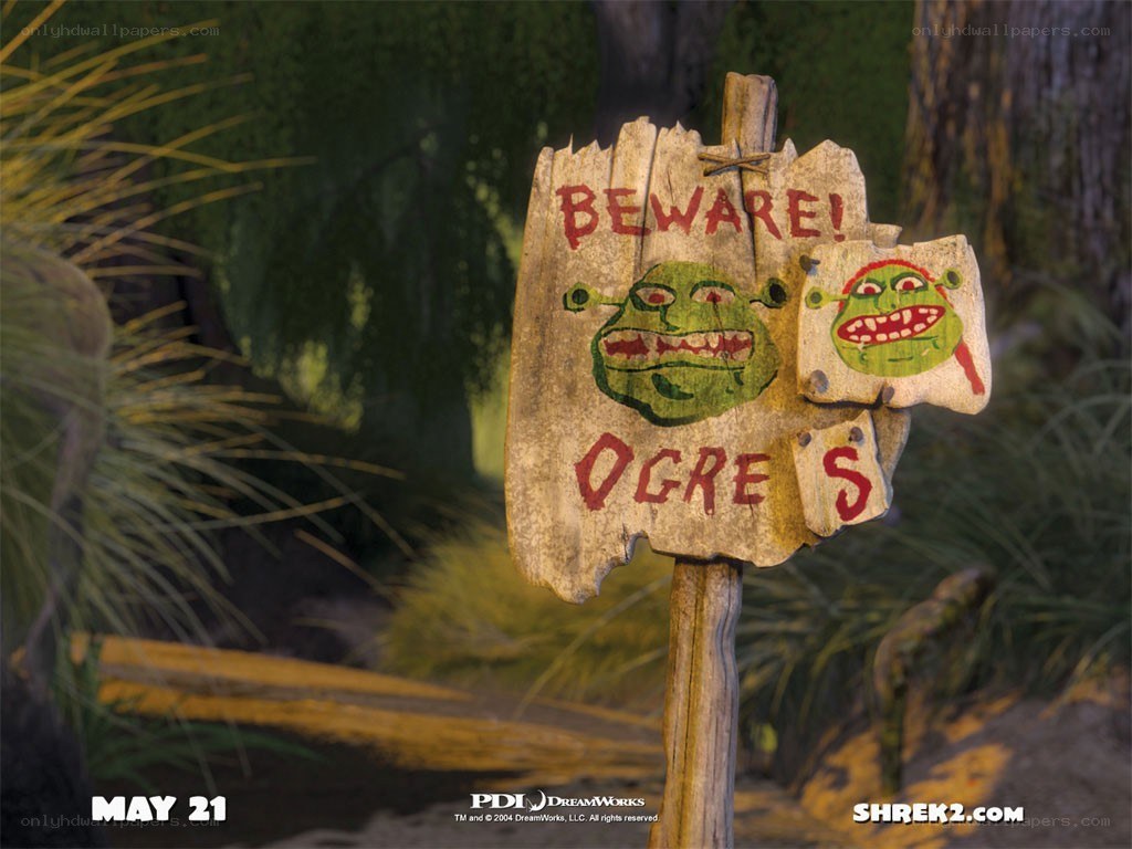 Shrek warning sign in forest