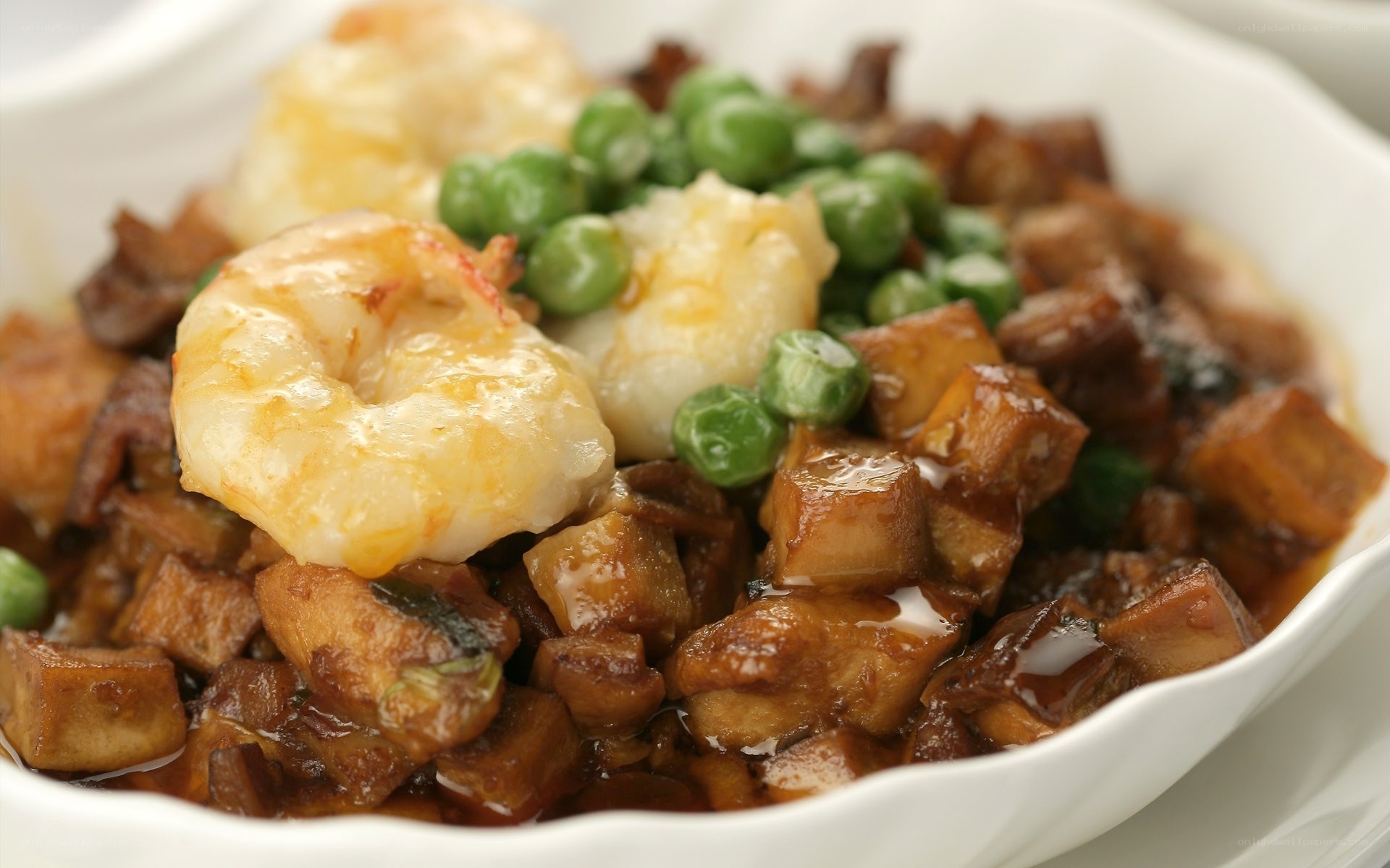 Shrimp and pea stir-fry