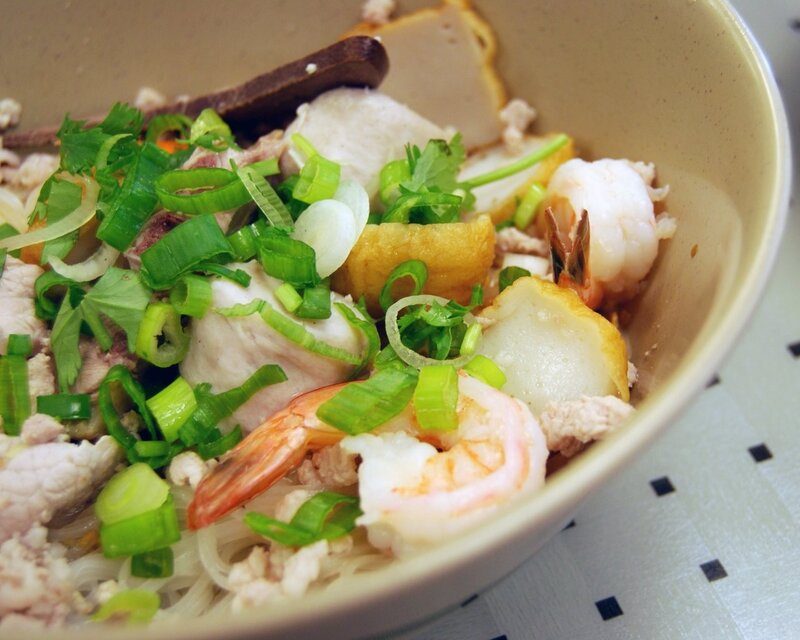 Shrimp and pork noodle bowl