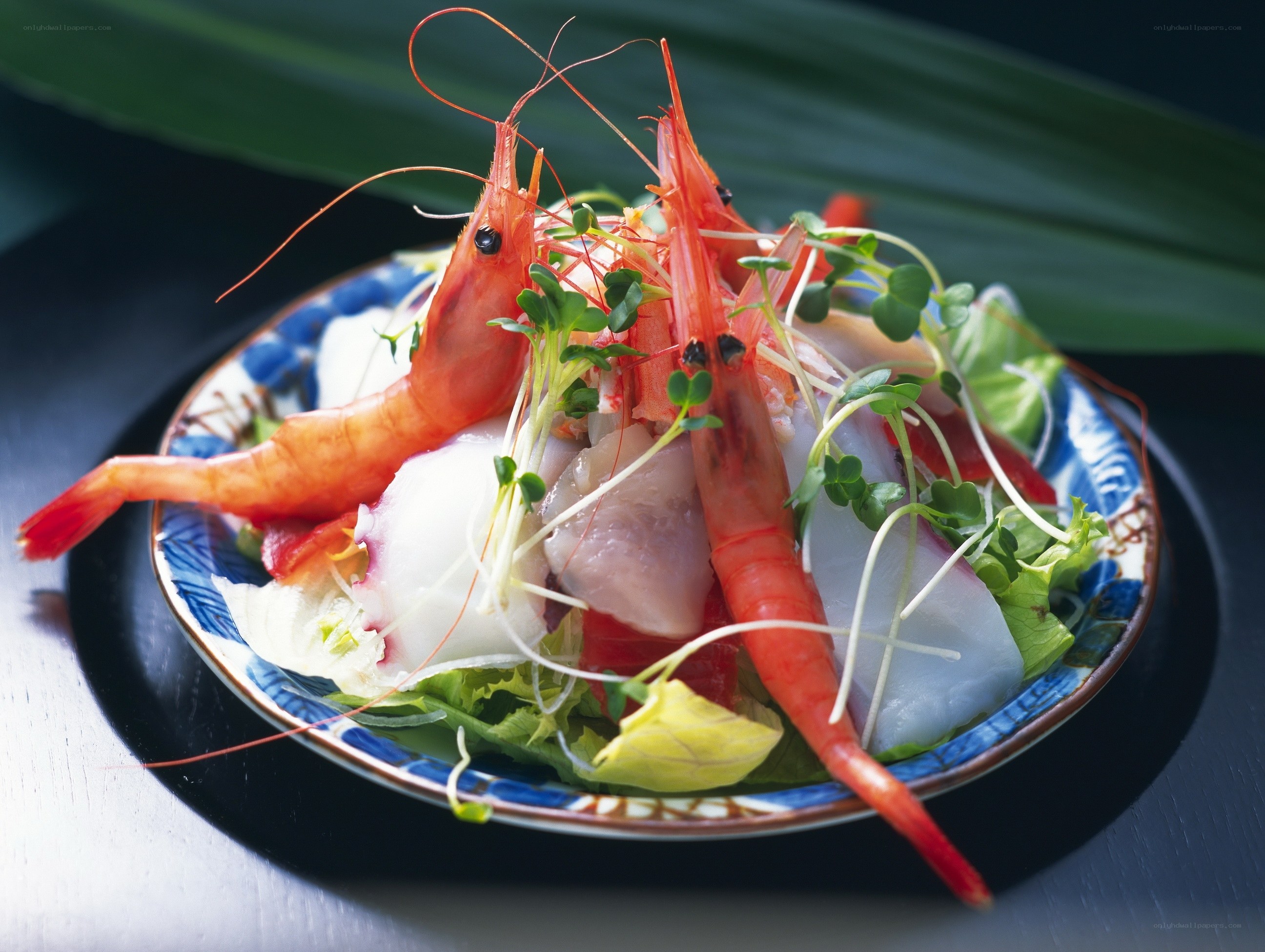 Shrimp and sashimi platter