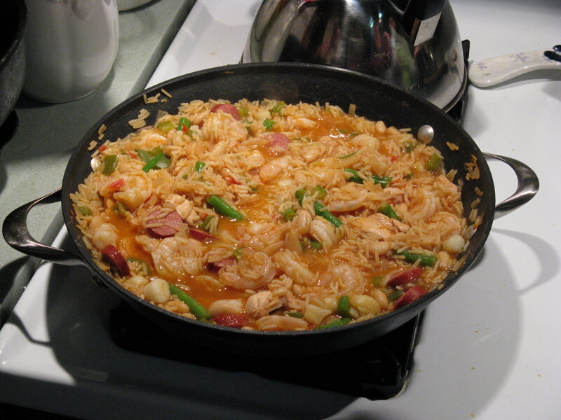 Shrimp and sausage paella