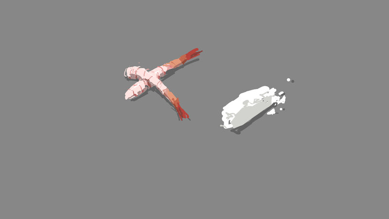 Shrimp and White Object