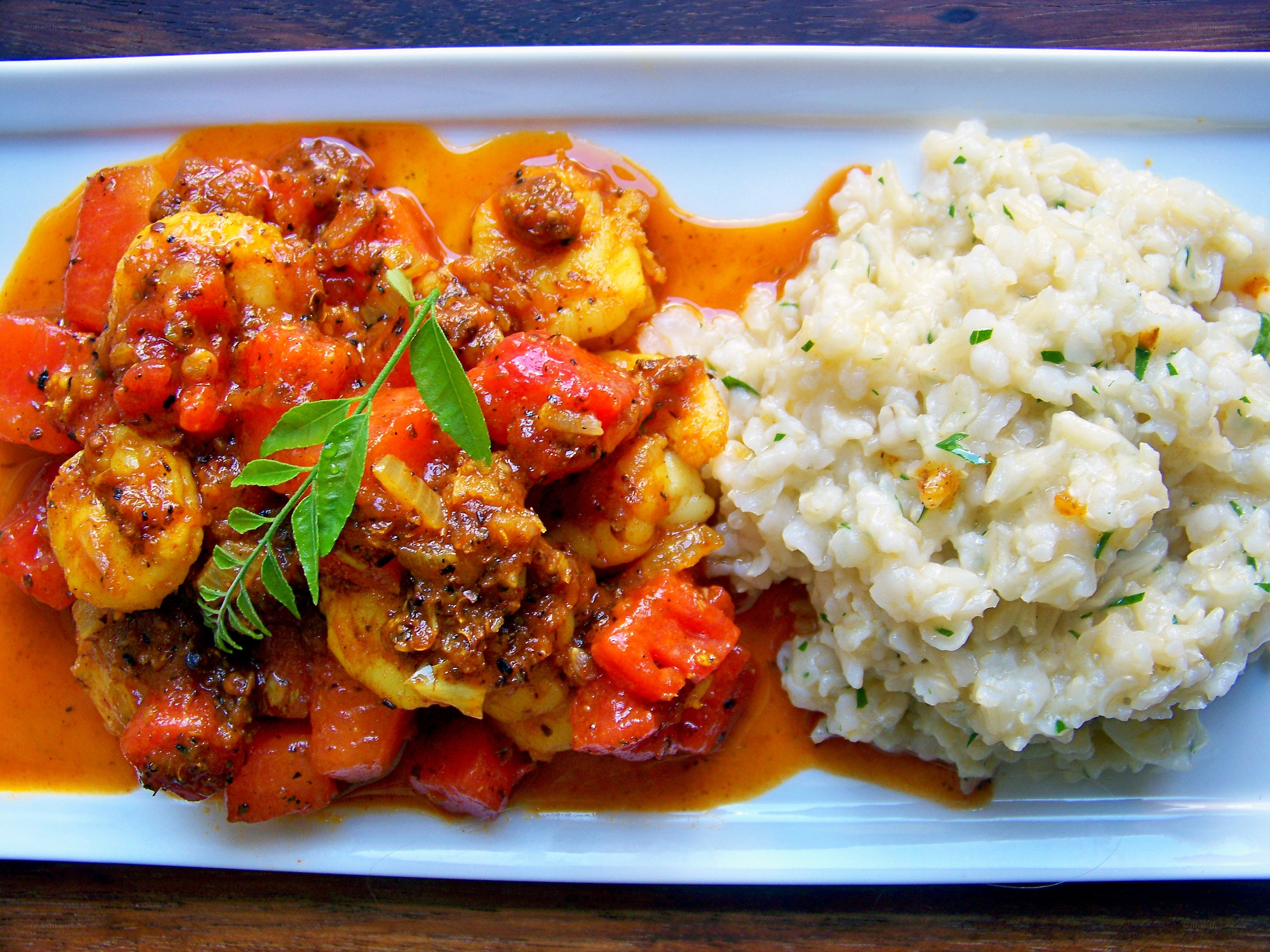 Shrimp stew with risotto