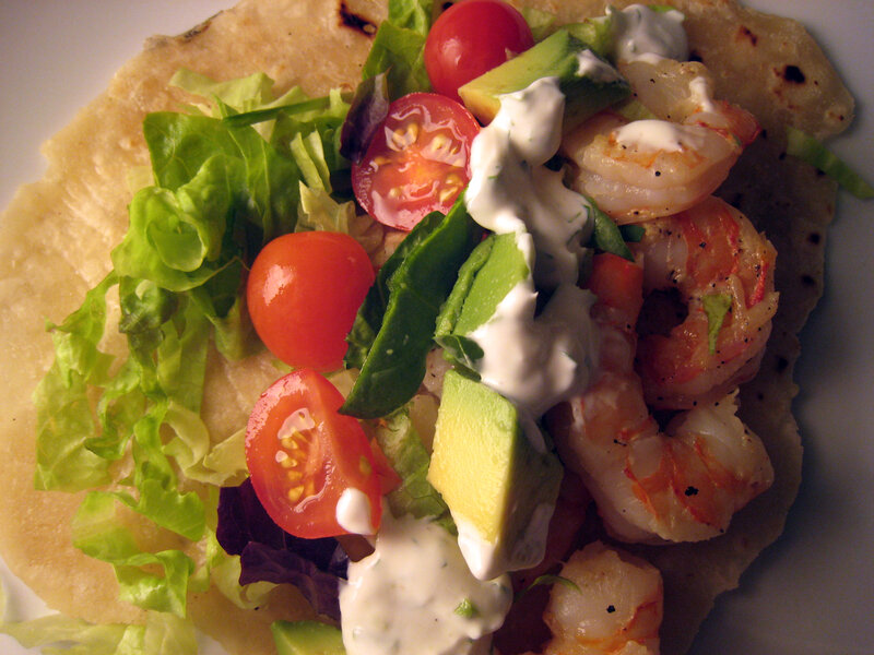 shrimp taco with avocado