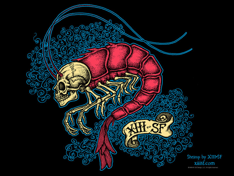 Shrimp with skull design