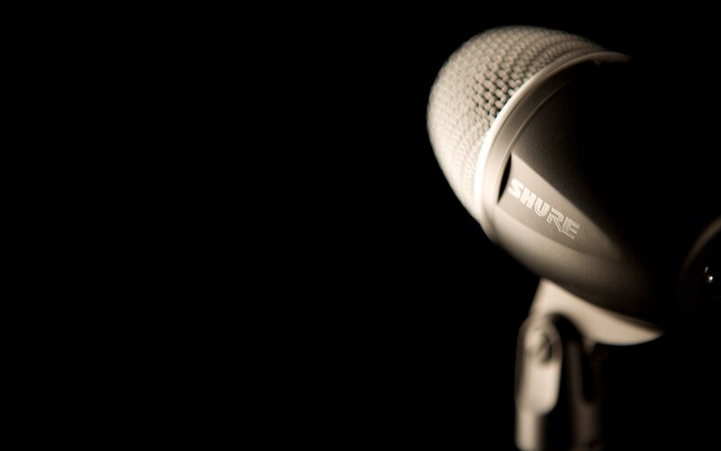 Shure microphone on black background