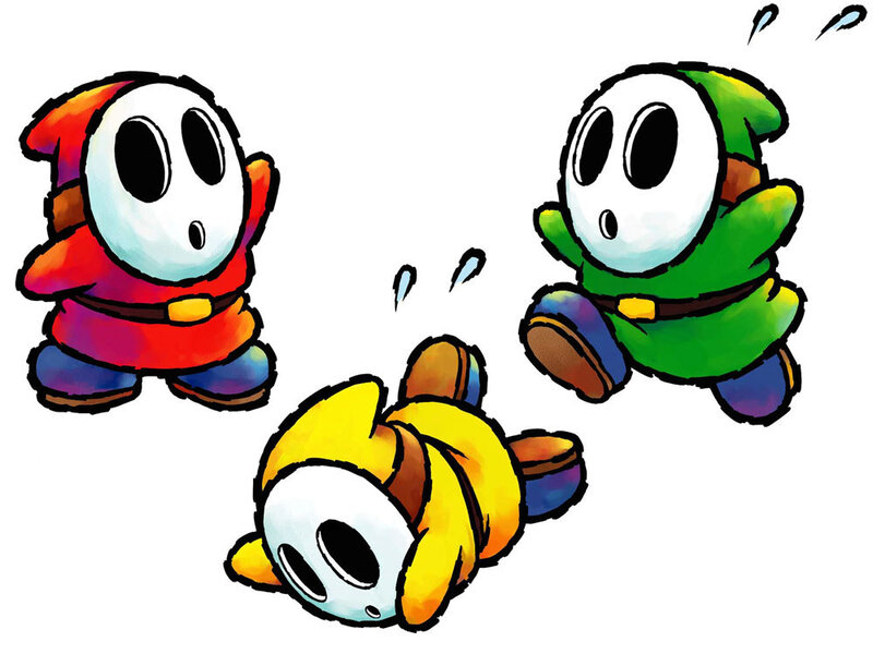 Shy Guy characters in action