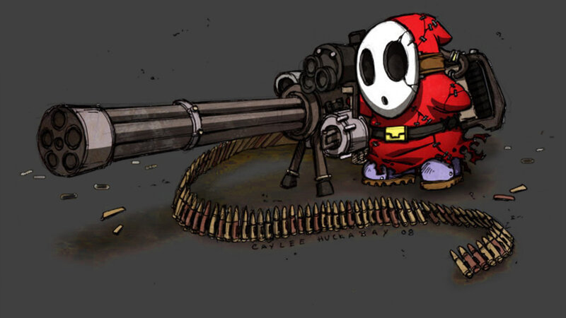 Shy Guy with Machine Gun — Gray
