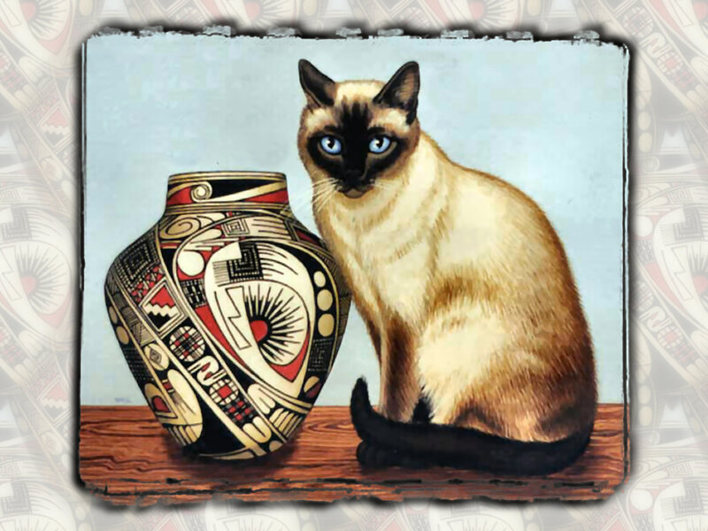 Siamese Cat and Vase