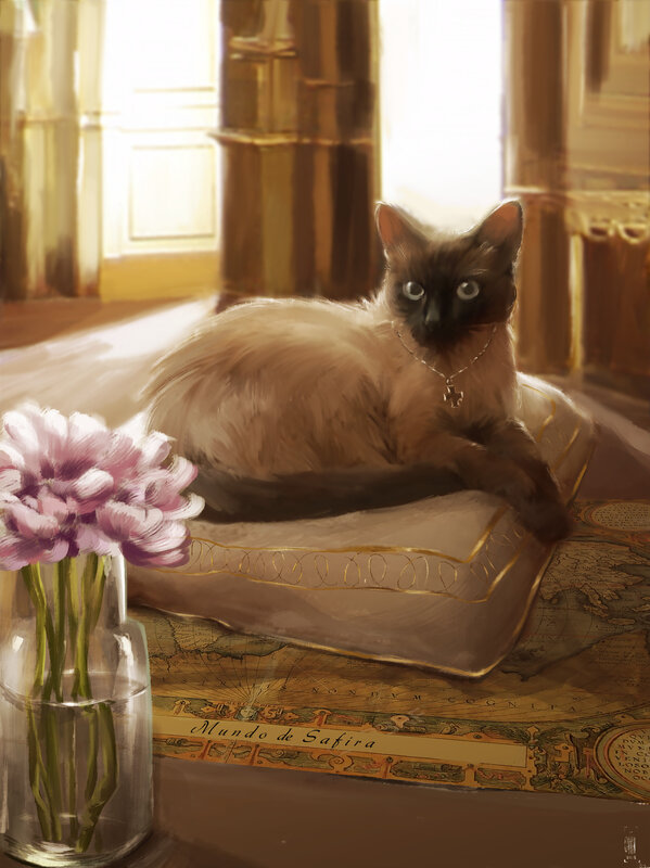 Siamese Cat on Pillow — Brown