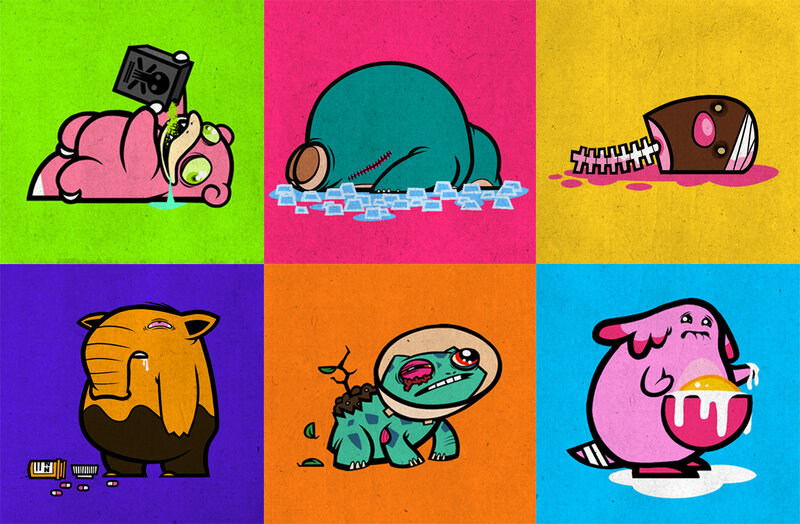 sick cartoon monsters