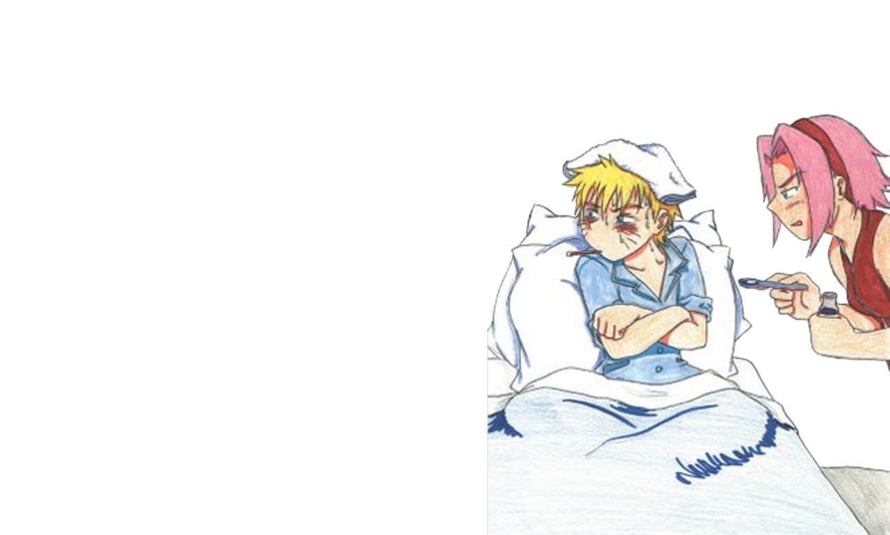 sick character with nurse