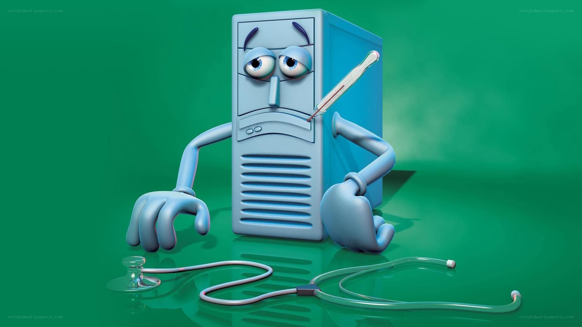 sick computer character