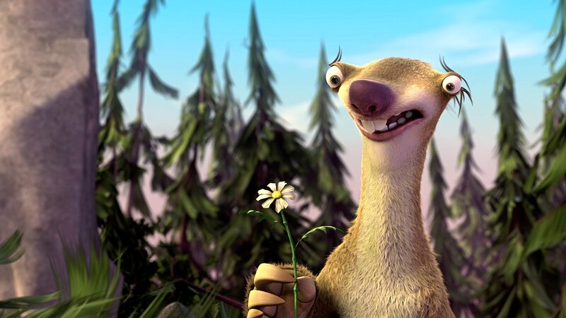 Sid the sloth with a flower