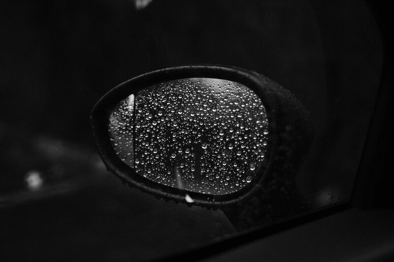 Side Mirror with Raindrops