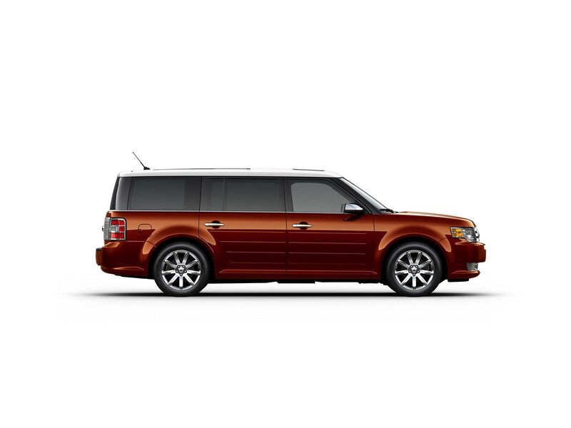 side view of a red suv