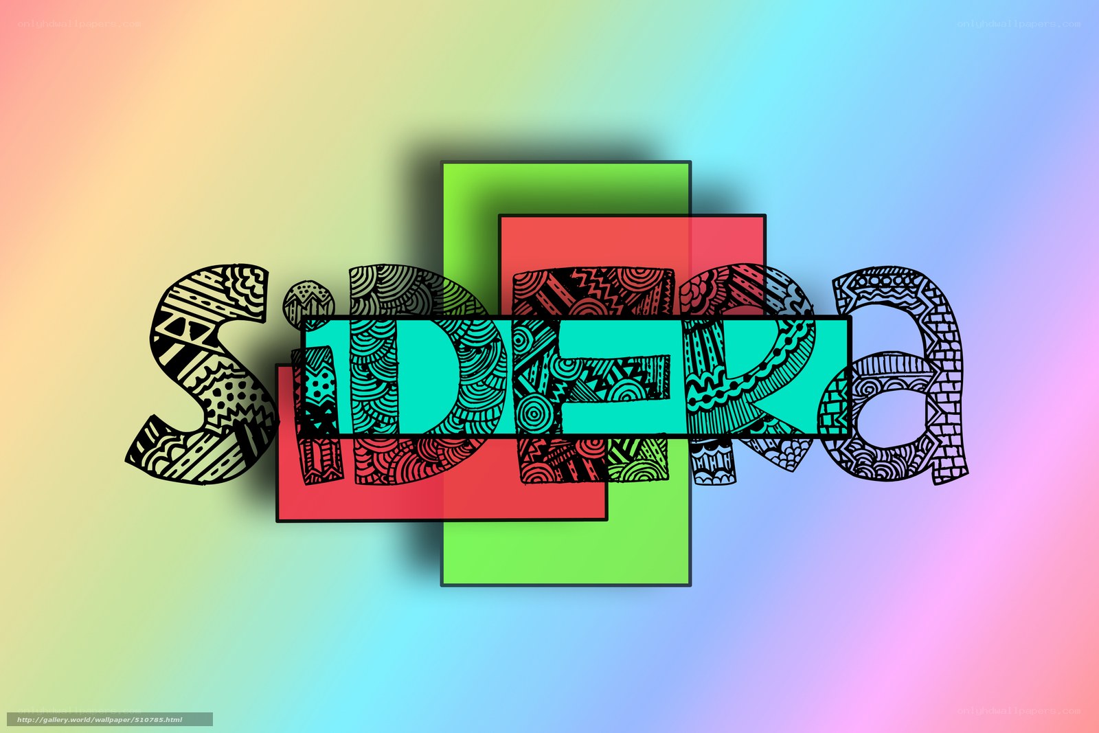 Sidera text art with colorful background