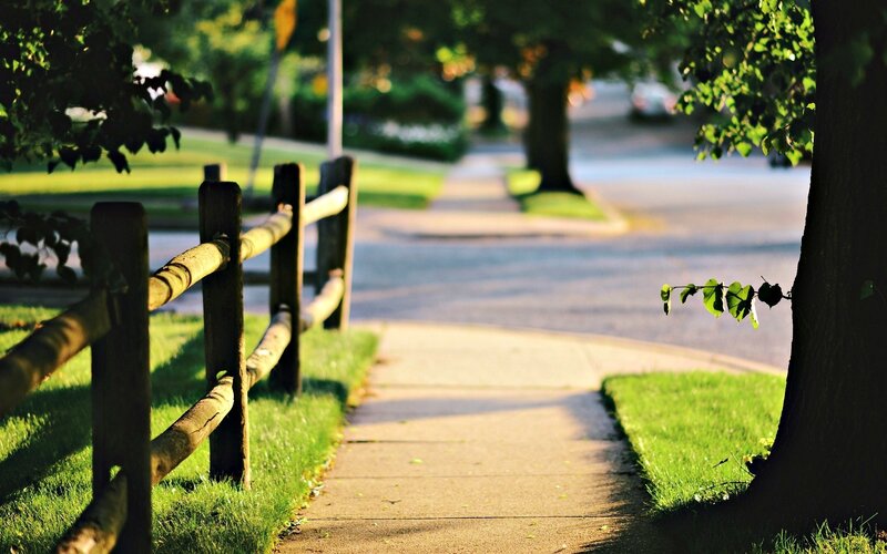 Sidewalk with Wooden Fence