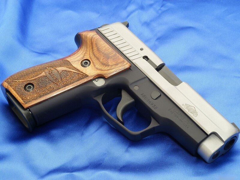 Sig Sauer pistol with wood grips