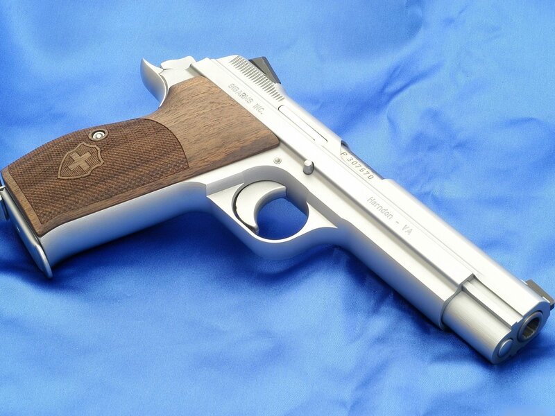 Sig Sauer pistol with wooden grip