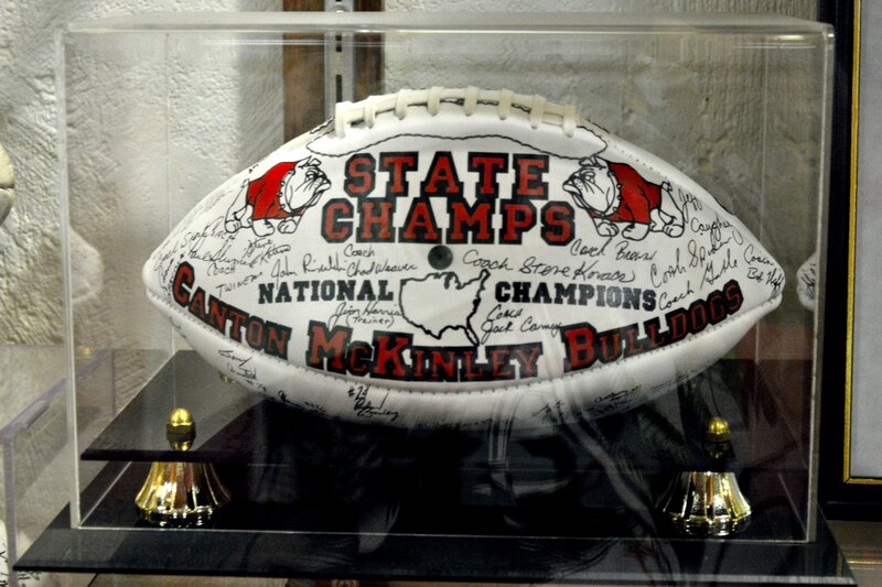 Signed Football in Display Case